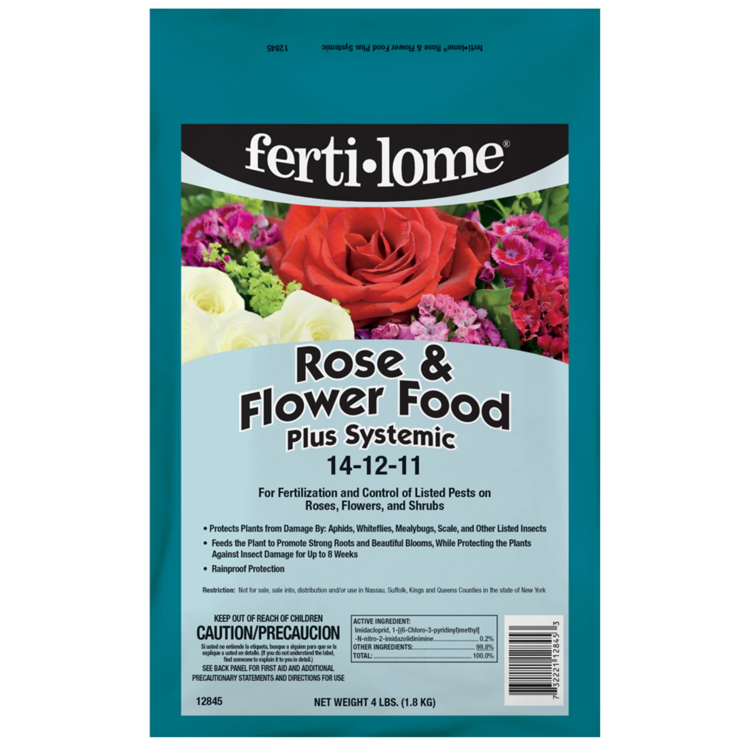 Fertilome (12845) Rose and Flower Food Plus Systemic 14-12-11 (4 lbs.)