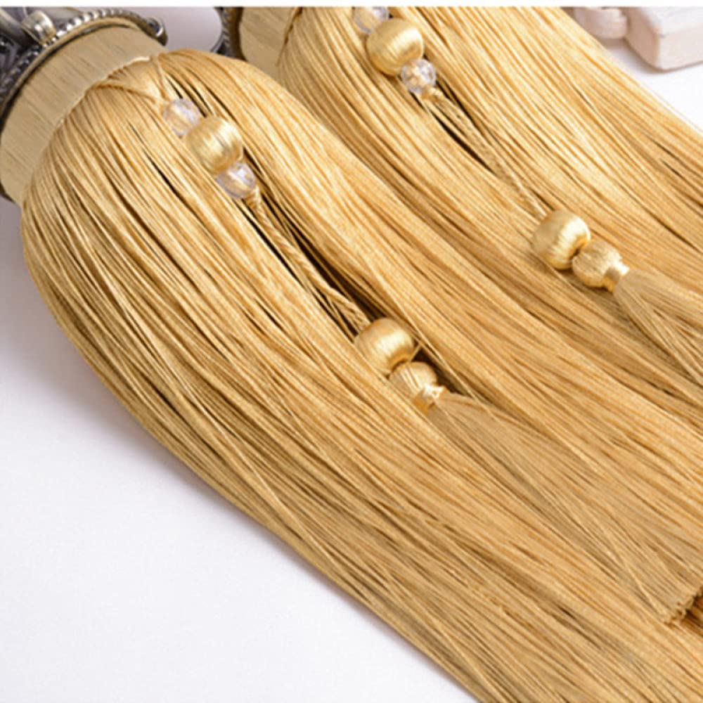 Embrasses de Rideaux Lot de 2 embrasses à Franges et Pompons for Rideaux, Ceinture de Suspension, Boucle à Boule, Accessoires for Rideaux, décoration de Rideau Bleu Saphir, Beige(Green)