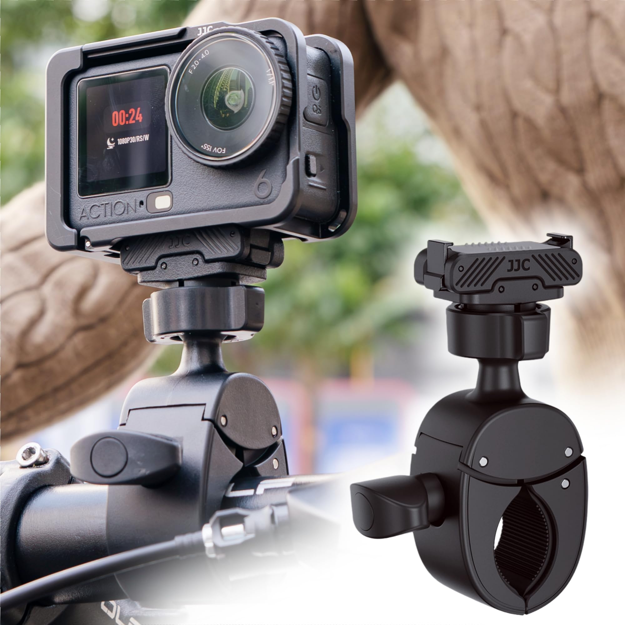 JJC Osmo Action 6 Nano Halterung Fahrrad Lenker,Magnetische Halterung Klemme Motorrad für DJI Osmo Nano & Action 6,Schnellverschluss Magnethalterung Kugelkopf Adapter Action6 Osmonano Halter Zubehör