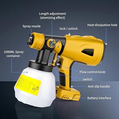 Miniatura 9 de RYOBI - Pulverizador de pintura inalámbrico de repuesto para batería máxima de 20 V, pulverizador de pintura eléctrico de mano con contenedor de