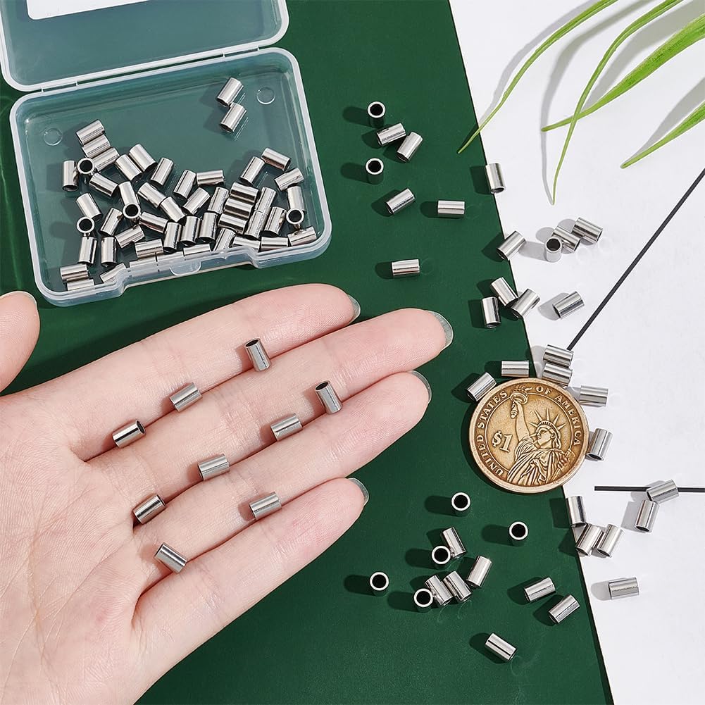 UNICRAFTALE 100Pcs 304 Stainless Steel Tube Spacer Beads - 6mm Long, 3mm Hole, Hollow Tube, Loose Beads for DIY Bracelet, Necklace Jewelry Making, STAS-UN0056-55-US12 - Image 5