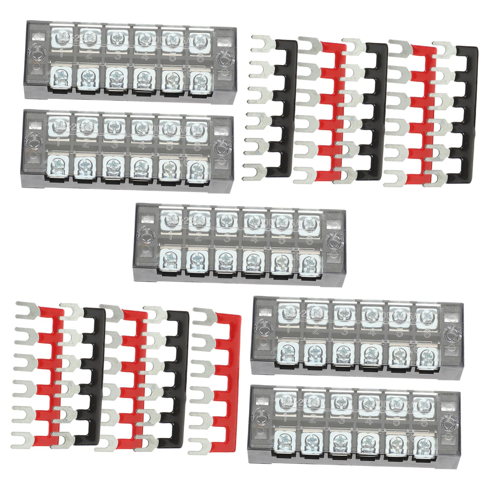 3 Set Morsettiera Vite Doppia Kit Terminale di Alimentazione con Strip Barriera Connessione Elettrica Robusta per Pannelli Distribuzione e Impianti