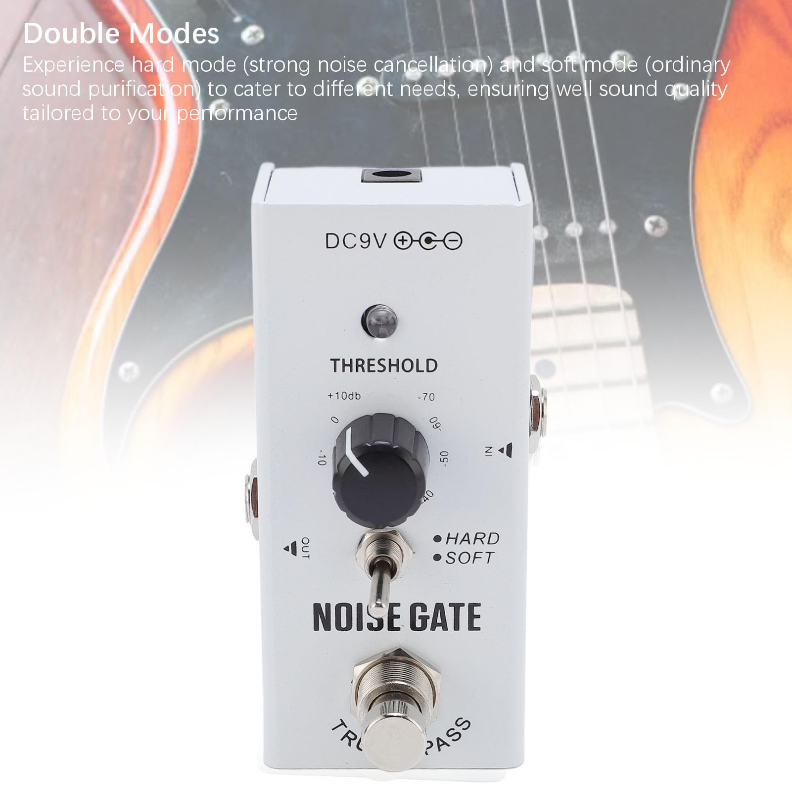 Effect Pedal, Noise Gate Noise Reduction Guitar Effect Pedal for Pure Sound, 2 Modes Guitar Noise Suppressor Effect Aluminum Alloy Shell True Bypass Guitar Noise Suppressor