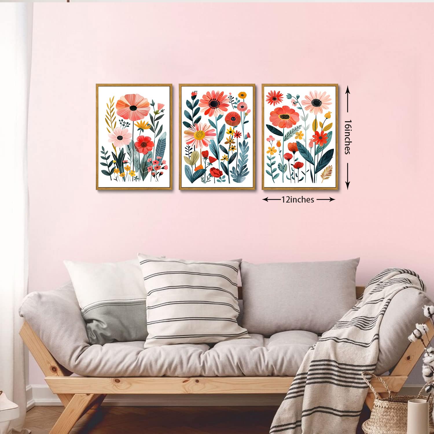 Amazon.com: KISSFOX Colorful Wildflower Canvas Wall Art Set Of 3
