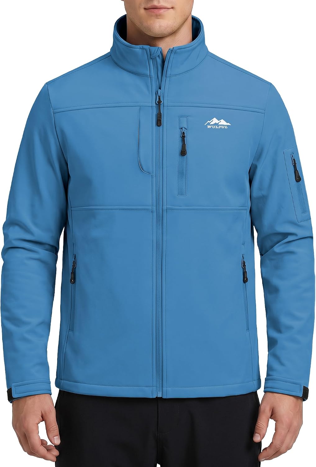 WULFUL Men's Lightweight Softshell Jacket Warm Fleece Lined Windbreaker Waterproof Rain Jacket for Winter Outdoor Hiking