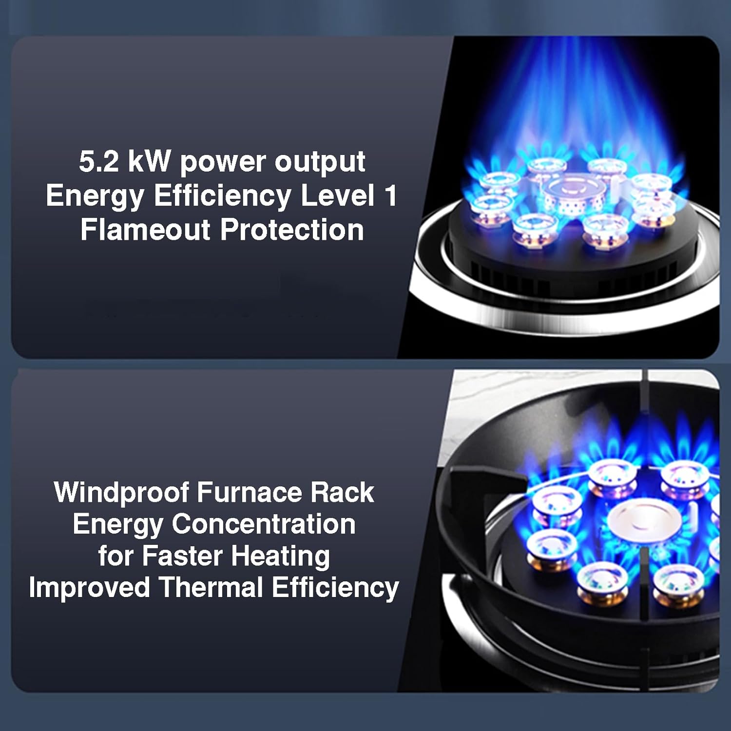 Portable Gas Stove,5.2kw 9-cavity Wok Burner,Household LPG/Natural Cooker,with Flame Failure Protection and Tempered Glass Cast,for Indoor Outdoor Use(LPG)