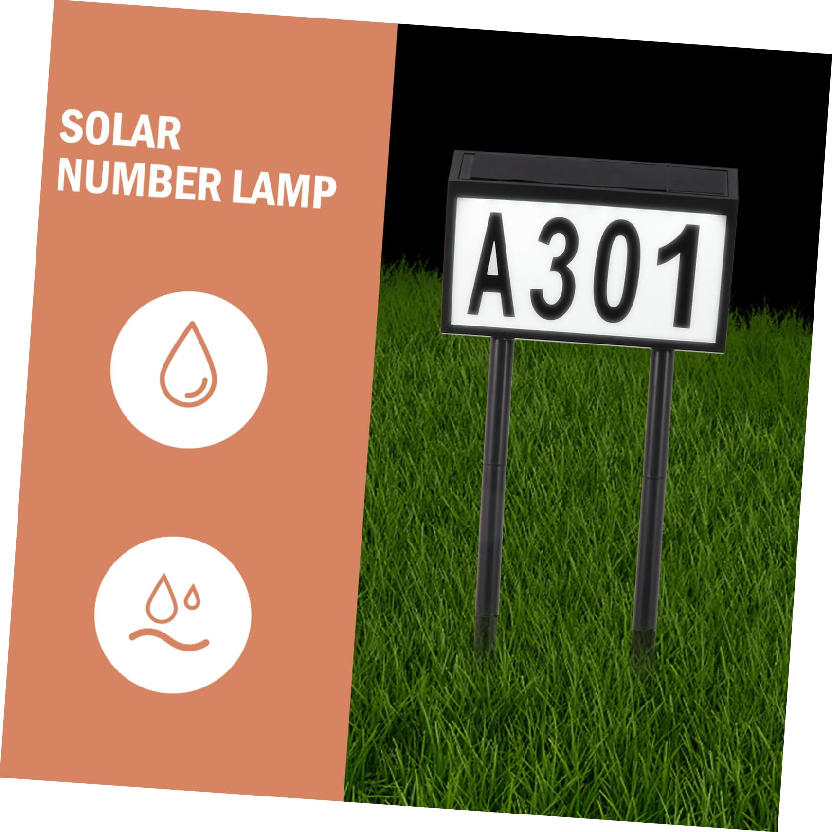 Lampada Solare da Giardino Numeri Civici LED 10 Smd 1200mah Nero in Abs e PC per Esterni Facile da Installare nel Terreno per Ristoranti e Centri Commerciali