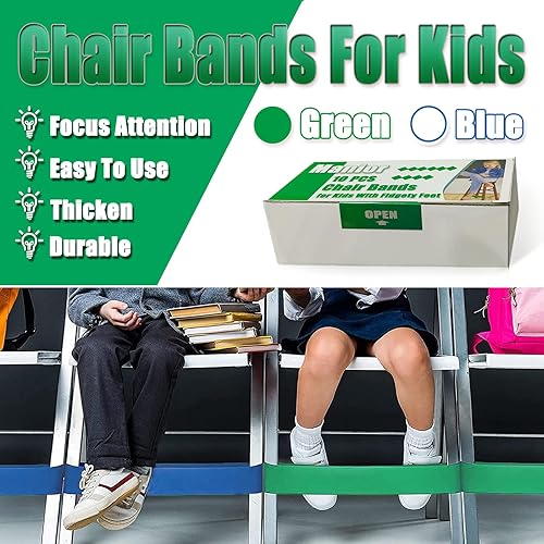 Miniatura 4 de Bandas para sillas para niños con pies inquietos, paquete de 10 bandas para sillas de aula, bandas de goma flexible de 0.049 pulgadas de grosor,