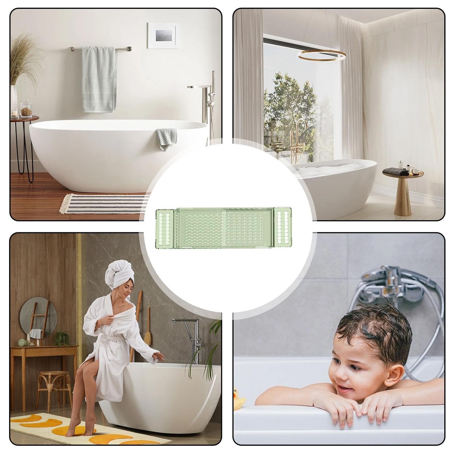 Bandeja ajustable para bañera para bebidas, libros y más, estante de baño perfecto para relajación y ducha, impermeable y diseño