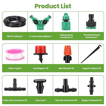 98FT Drip Irrigation System Kit, Automatic Garden Watering Misting System