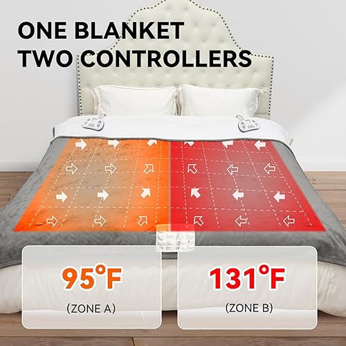 Miniatura 2 de Warm Storm Manta eléctrica tamaño Queen, franela antiestática y sherpa, 10 niveles de calefacción, 12 horas de apagado automático, lavable a