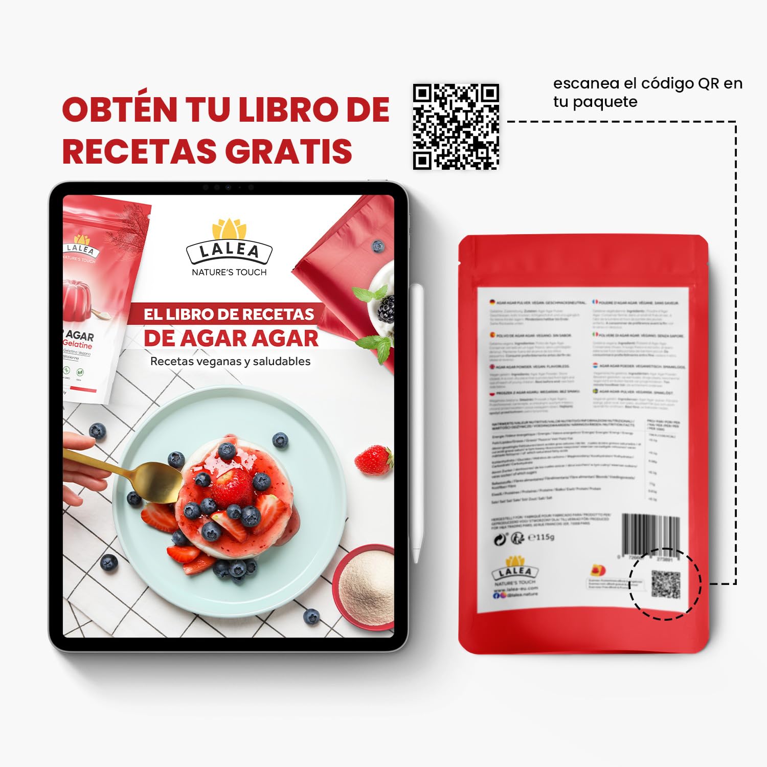 Agar Agar en Polvo 115g - Gelatina Neutra y Natural, Sustituto Vegano - Ideal para Cocinar, Postres y Jaleas