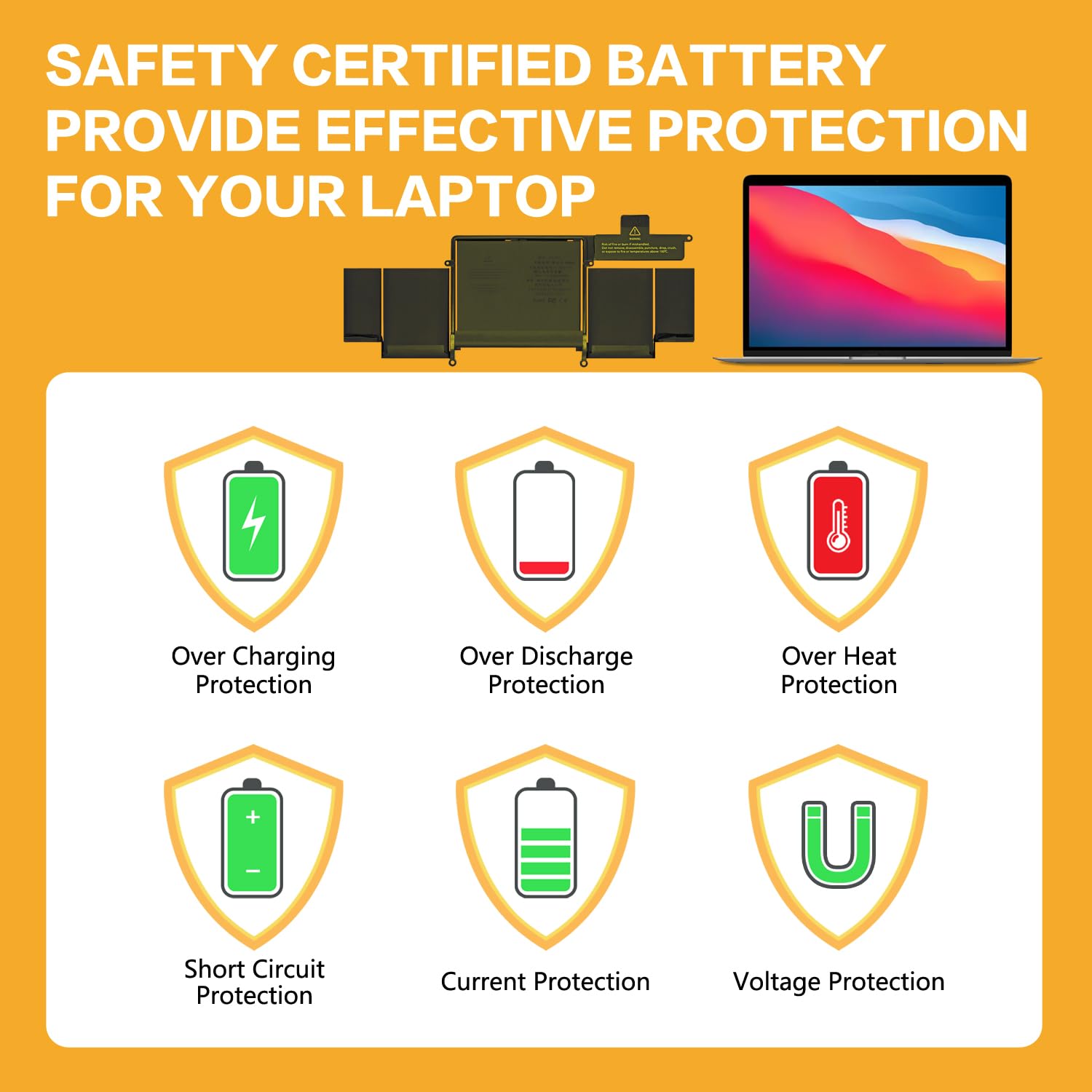Batteria di ricambio da 6600 mAh A1502, A1582, compatibile con Apple MacBook Pro 13" A1493 A1502 A1582 (fine 2013, metà 2014, inizio 2015)