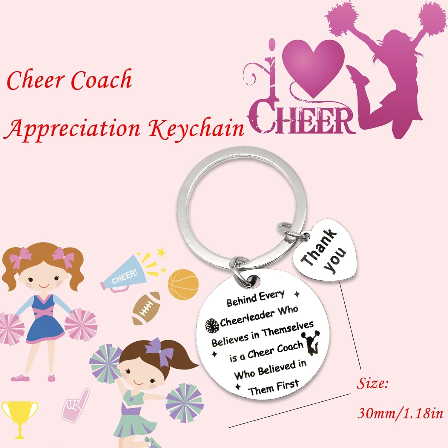 Cheer Coach Gifts Keychain for Women Cheer Coach Appreciation Gifts for Cheerleader Volleyball Football Basketball Soccer Cheerleading Coaches Thank You Gift - Image 5