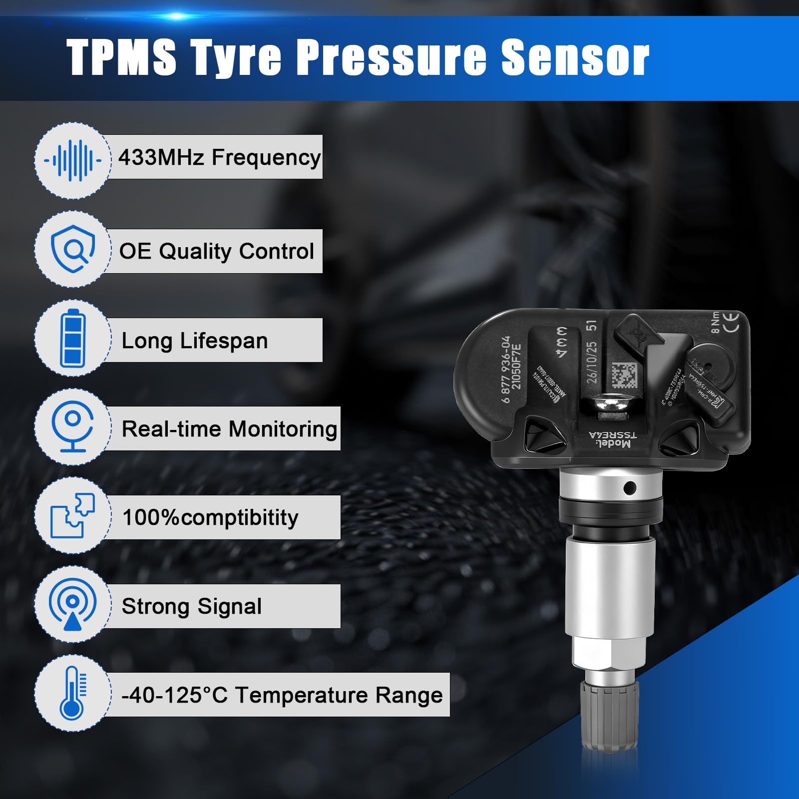 Sensore di Pressione dei Pneumatici Compatibile con BMW 5er G30 G31 F40 3er G20 X3 G01 X5 G05 RDKS TPMS Compatibile con 7er G11 G12 G70 X1 U11 X4 F98 G02 X6 F96 G06 X7 G07 36106877936