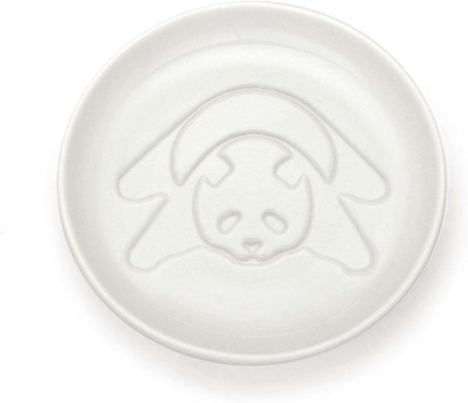 Hidden Stretching Panda Painting Relief Soy Sauce Dish - Porcelain Seasoning Saucer - Sushi Dipping Plate - White - 3.5 x 3.5 in