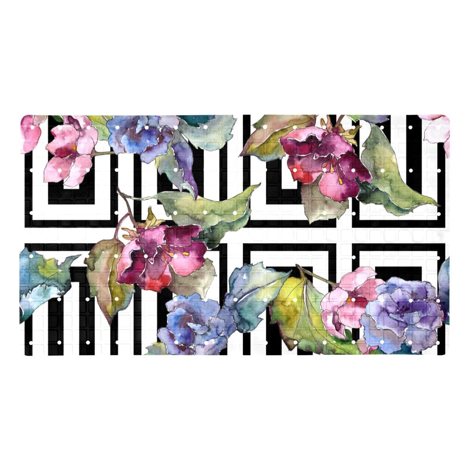 Tapis de douche antidérapant contre les glissades fleurs sans latex