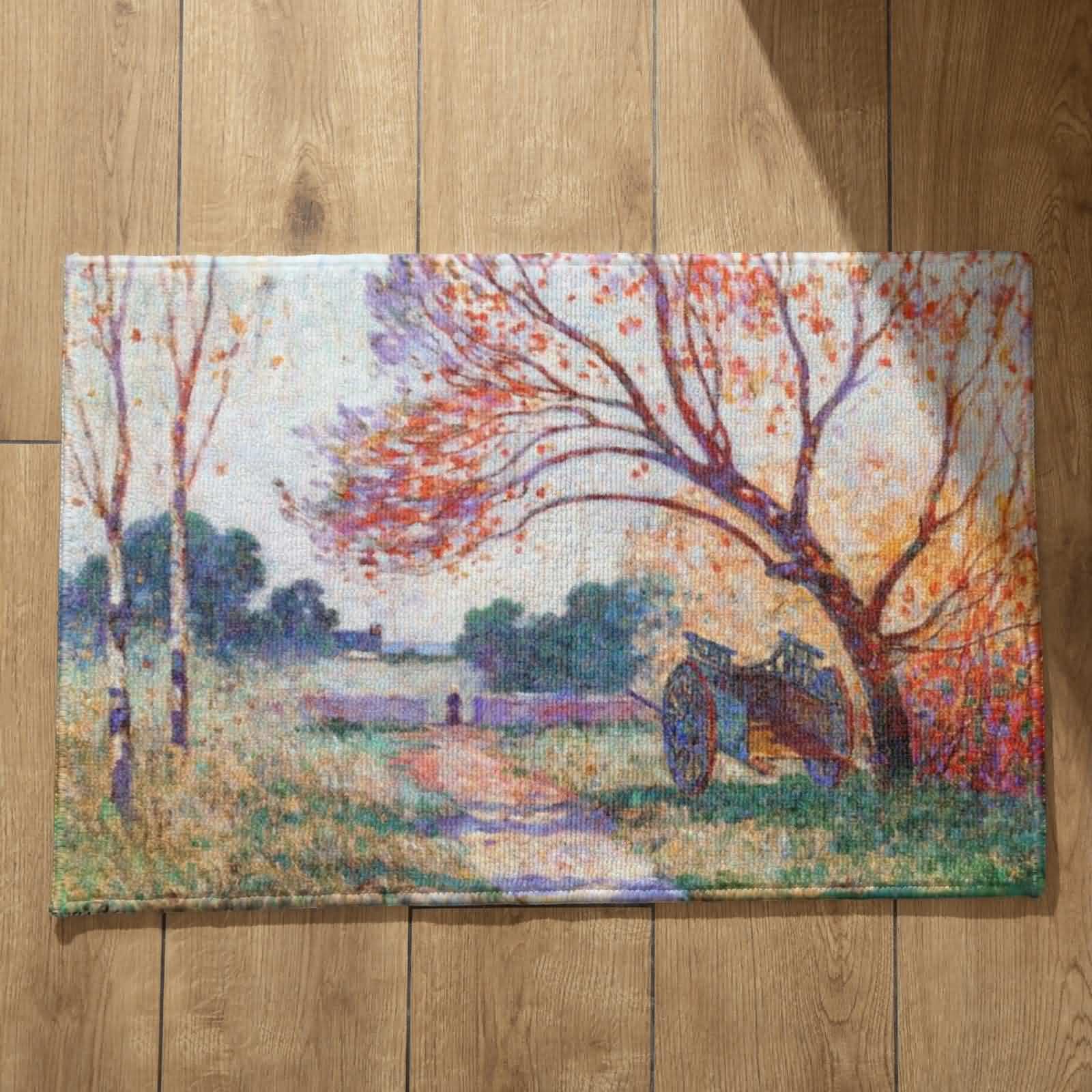 Tapis de cuisine paysage peinture à l'huile lavable pour entrée de maison