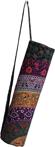 INDIAN CRAFT CASTLE ICC - Bolsa de transporte para esterilla de yoga con cremallera completa, para mujeres y hombres, con bolsillos de