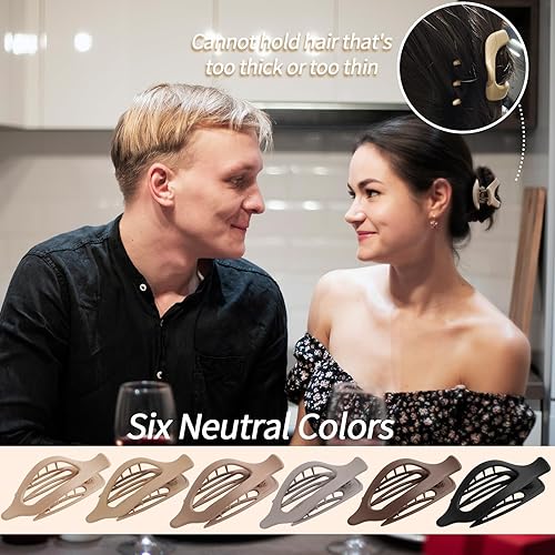 Miniatura 4 de 6 paquetes de pinzas para el cabello, pinzas planas de Concord francés, pinzas curvadas para mujeres y niñas, clips de garra para colocar,