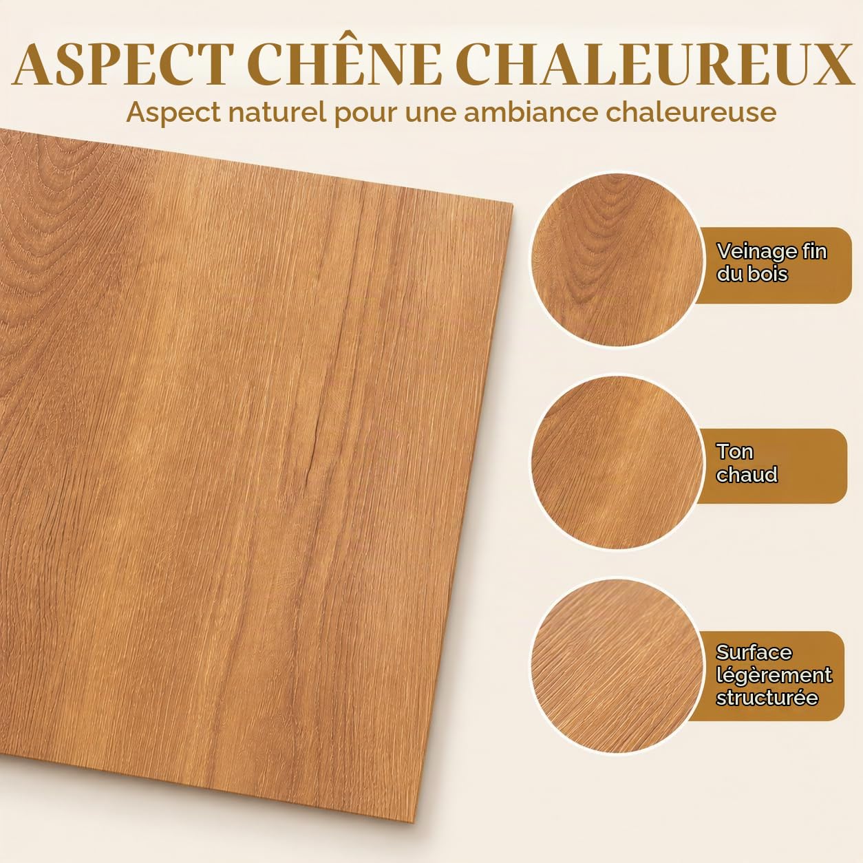 CYEER Lot de 40 Dalles PVC Adhésives Sol 30x30cm, Sol Vinyle Autocollant Effet Chêne Naturel, Revêtement de Sol Imperméable pour Cuisine, Salle de Bain et Salon, Rénovation DIY (3,6 m²)