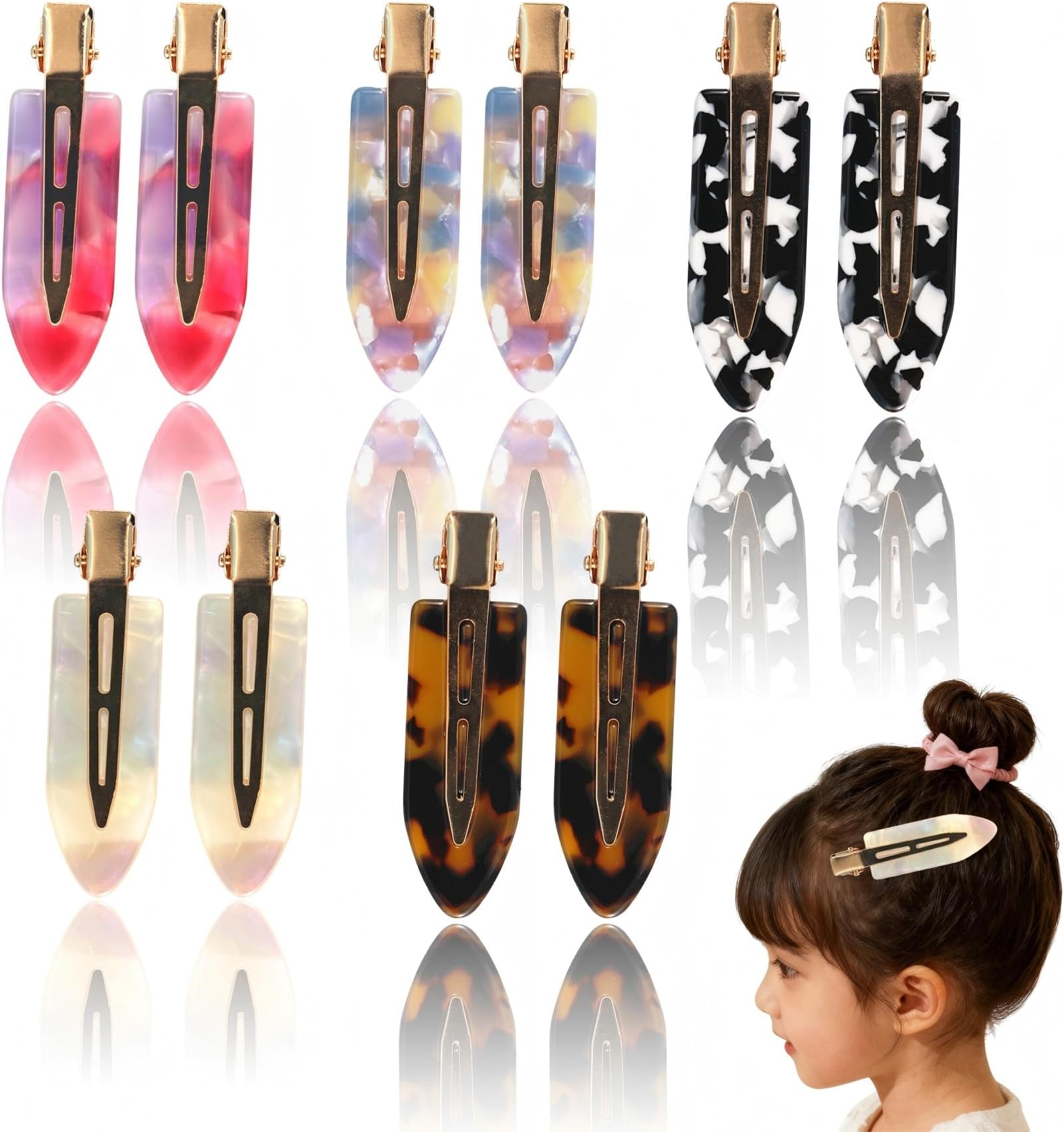 – 10-Pcs No Bend Flat Hair Clips – 5 Styles, Gradient Colors, No Crease Hairpins for Women & Girls Hairstyling