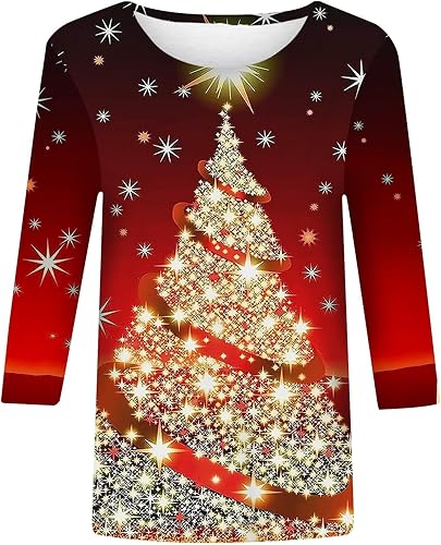 Miniatura 2 de Fall Clothes for Women 2023,34 Length Sleeve Shirts for Women Fall Blouses Crewneck Floral Cute Tops Loose Fit Tops