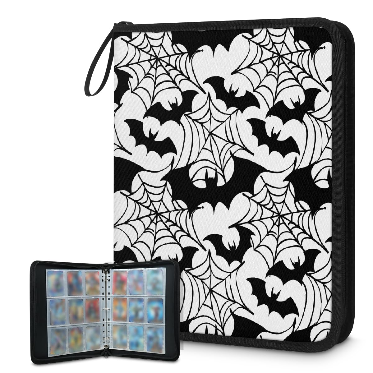 Raccoglitore per carte collezionabili con 9 tasche, per Halloween, con maniche rimovibili, impermeabile, con cerniera, 50 pagine, capacità 900 carte