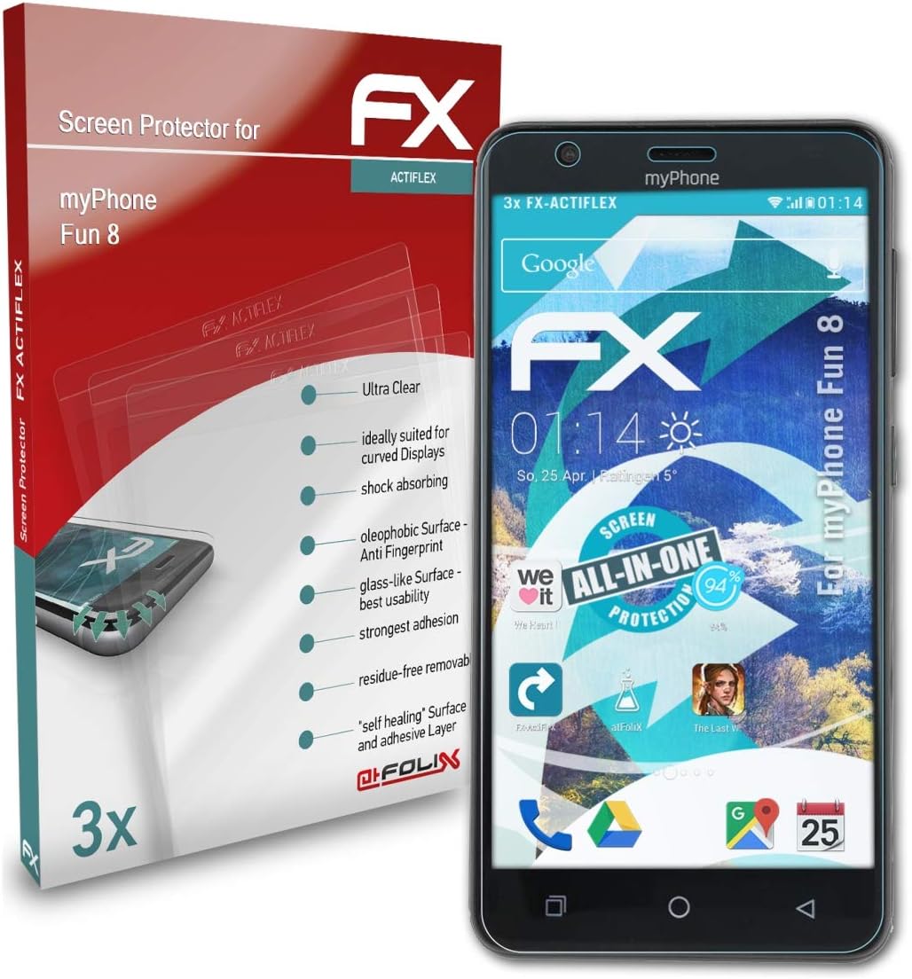atFoliX Screen Protector compatible with myPhone Fun 8 Protector Film, ultra clear and flexible FX Screen Protection Film (3X)