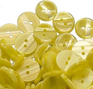 Botones de poliéster abigarrados de 2 agujeros, color amarillo, 13 mm (20 L), paquete de 10, botones de costura y manualidades para ropa, tejer y proyectos de bricolaje