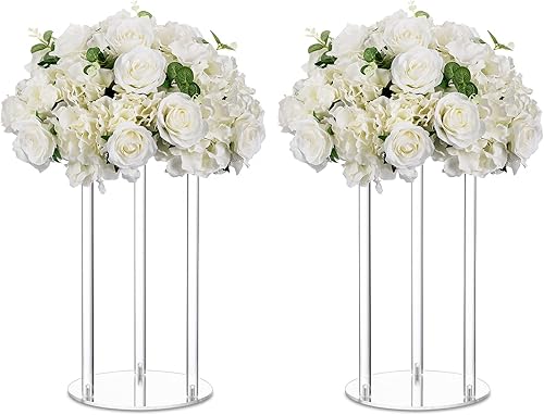 Miniatura 1 de Nuptio Jarrones de boda centros de mesa para mesas, 2 piezas de 15.7 pulgadas de alto, jarrón de flores de acrílico para decoración de mesas de