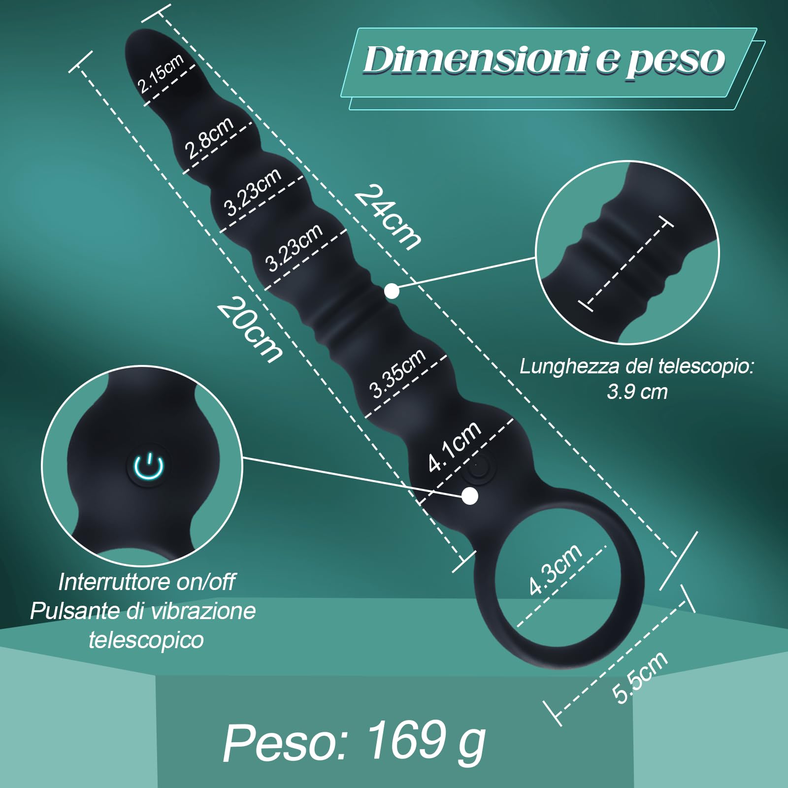 Vibratore Anale a Perline Prostata Vibratore Dilatatore Ano per Uomo Massaggiatore Prostatico Plug Anale Dilatatore Donna Stimolatore Punto G Vibratori Anal Plug Sex Toys Sessuali per Uomini