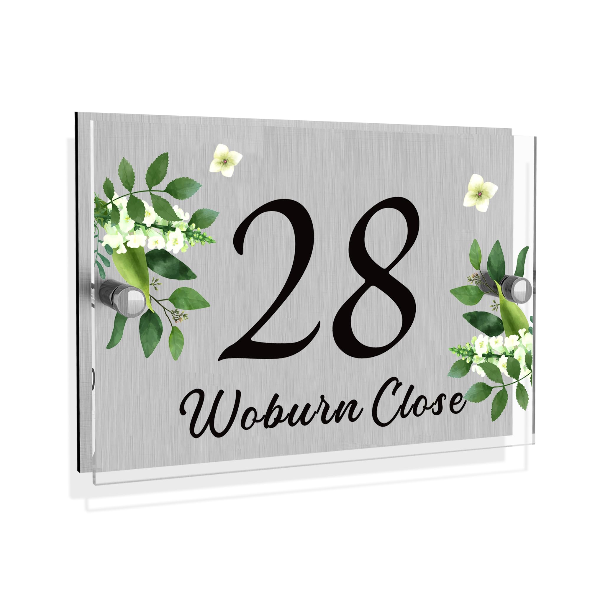 House Numbers Plaques Personalised Door Number Plaques for Wall Acrylic Gate Sign Door Plate with Any Street Number & Address Custom Modern Glass Effect Outside Decoration (Design3, Rectangle)