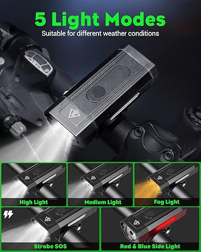 Miniatura 2 de Victoper Bike Lights, High Lumen LED Dirt Bike Lights for Night Riding, Rechargeable Bike Light Front and Back, Mountain Bicycle Lights Set Front