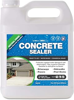 Serveon Sealants H2100 Concrete Driveway Sealer + Penetrating Densifier - Clear Natural Finish, Waterproof for Pavers, Sidewalks, Pools (1 Quart)