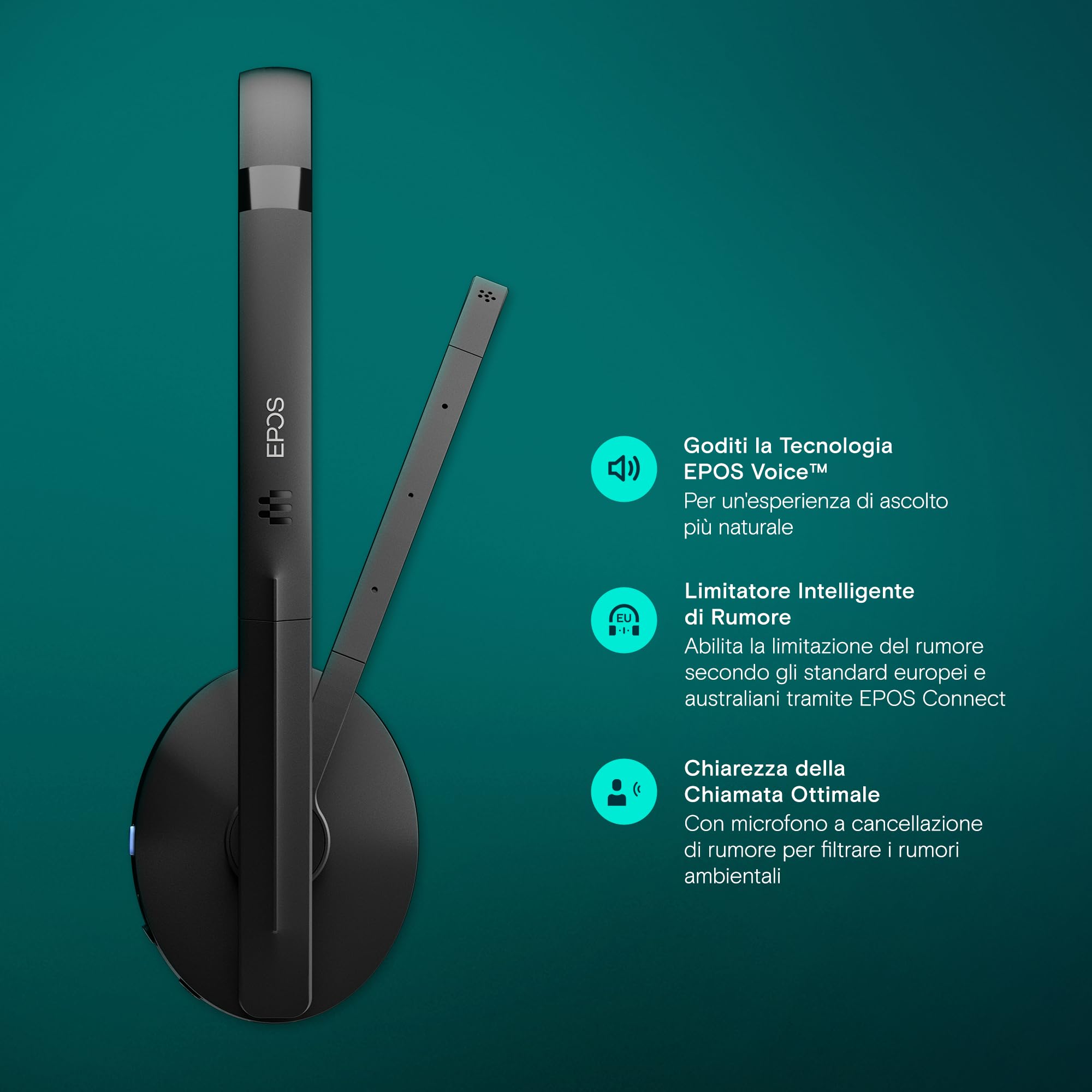 EPOS SENNHEISER ADAPT 231 - ADAPT 200 Series - auricolare - sull'orecchio - Bluetooth - wireless - USB-C tramite adattatore Bluetooth - nero - Certificato per Microsoft Teams, Ottimizzato per UC