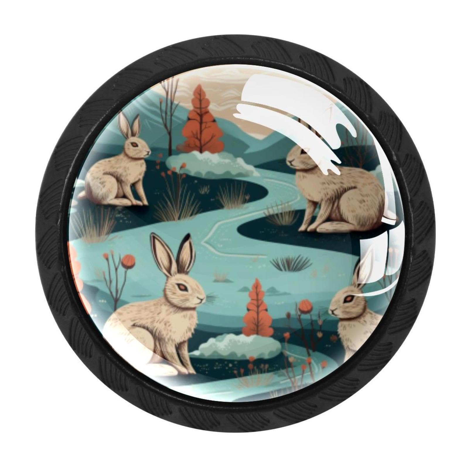 CHENZZZZ 4 Pack Black Cabinet Pulls Rabbit Bunny Kitchen Cabinet Handles for Bathroom Drawer Pulls Dresser Knobs