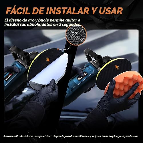 Miniatura 7 de Pulidora de búfer, 6 pulgadas7 pulgadas, 1600 W, pulidora rotativa para automóvil, 7 velocidades variables, 1000-3500 RPM, mango desmontable para