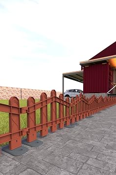 Decorative Plastic Space Creation And Garden Fence 8 PIECES FENCE (Y: 32 CM/G: 4.4 M) HARD FLOOR WITH FEET (Brown)