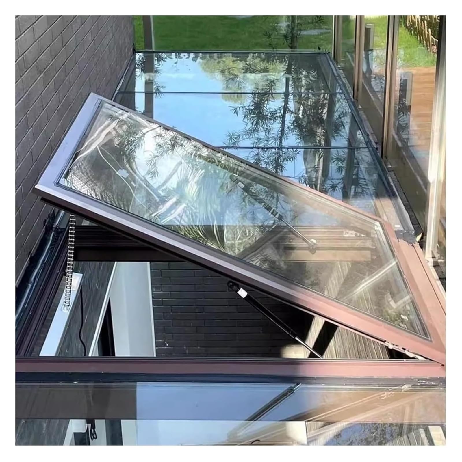Ykmyxz Brown(Lxw) Skylight Window, Flush Mount Roof Access Hatch Security Door For Basement Attic Sunroom Shed House Barns Playhouse Chicken Coops(120X80cm)