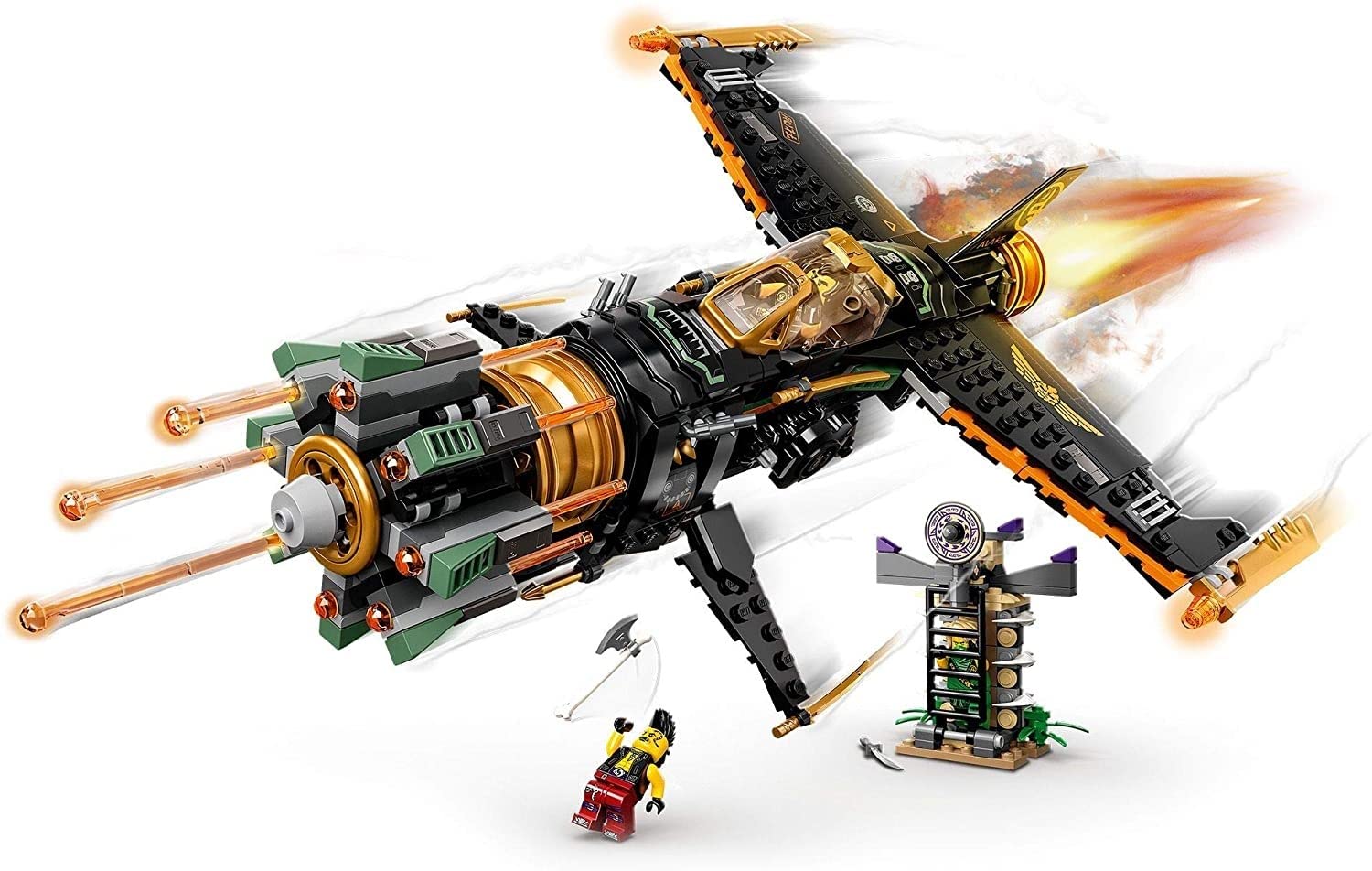 LEGO 71736 NINJAGO Coles Felsenbrecher Flugzeugspielzeug mit Gefängnis und sammelbarer Figur des Goldenen Ninja Kai