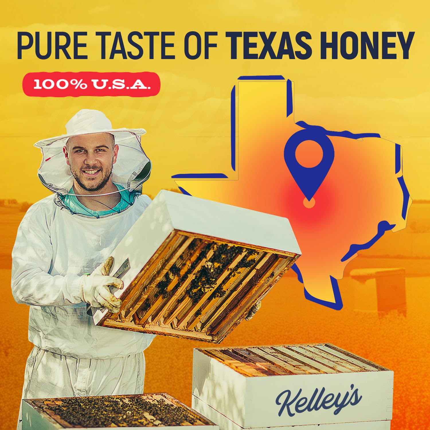 Kelley's Local Texas Raw & Unfiltered Raw Honey, Pure Honey, (32 ounce)
