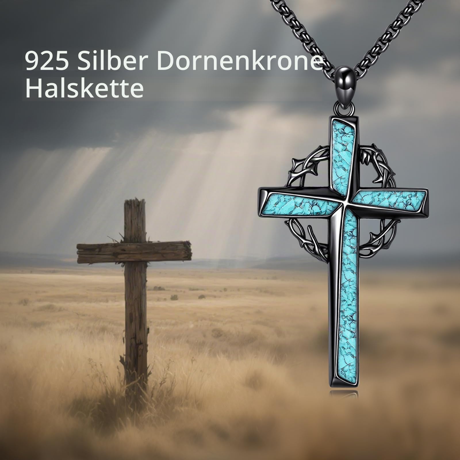 JERWLI Kreuz Halskette 925 Sterling Silber Kreuz Krone/Keltisches/Berg/Flügeln/Fischhaken/Tempelritter Kreuz Schmuck für Männer Frauen Damen Mutter Liebe Christian Geschenke