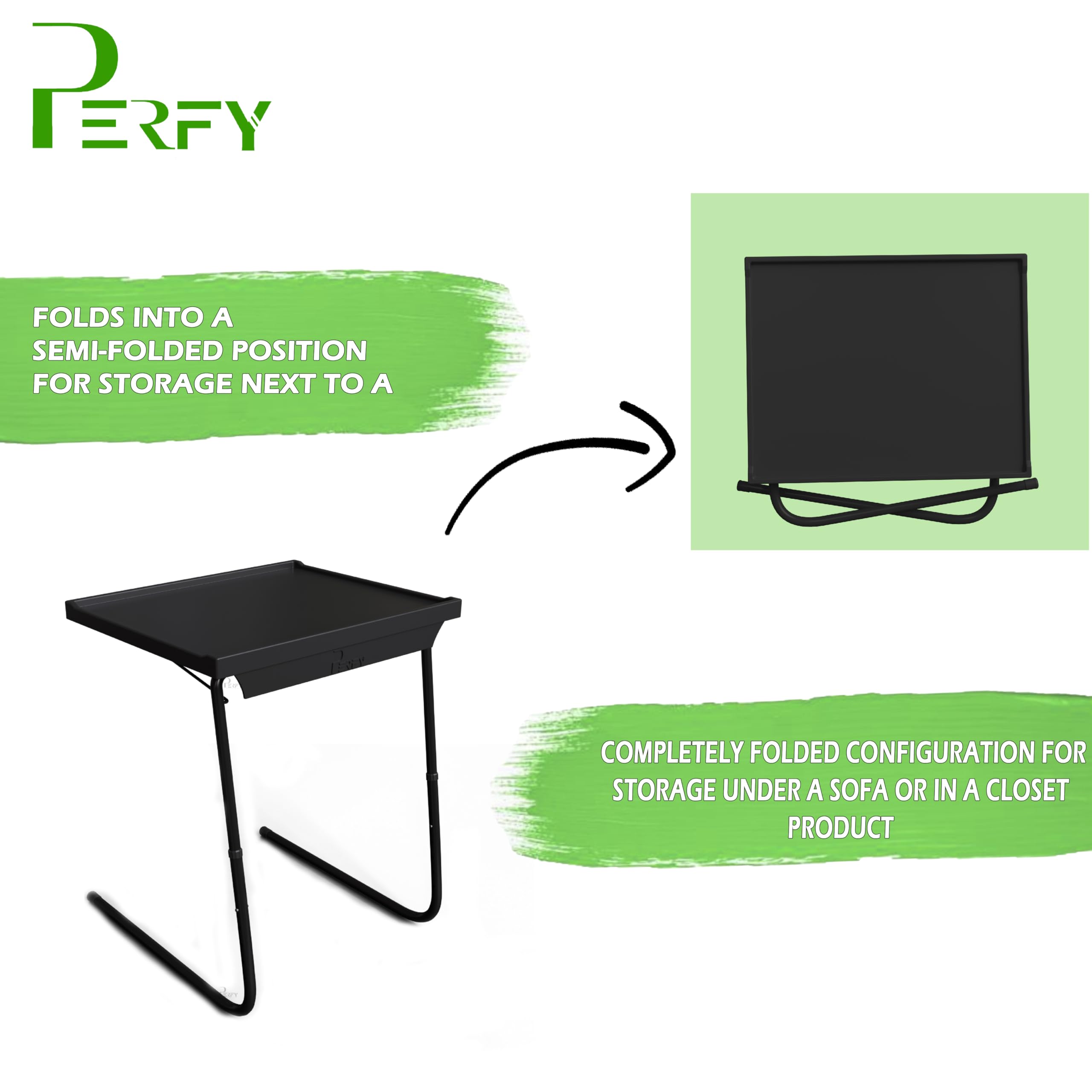 Perfy Laptop Table Matte Finish, 18 in 1 Convertible Lapdesk, Multipurpose Table, Height Adjustable Table, Utility Table, Work at Study Table, Home Table, Kids Study Table (Black) 4