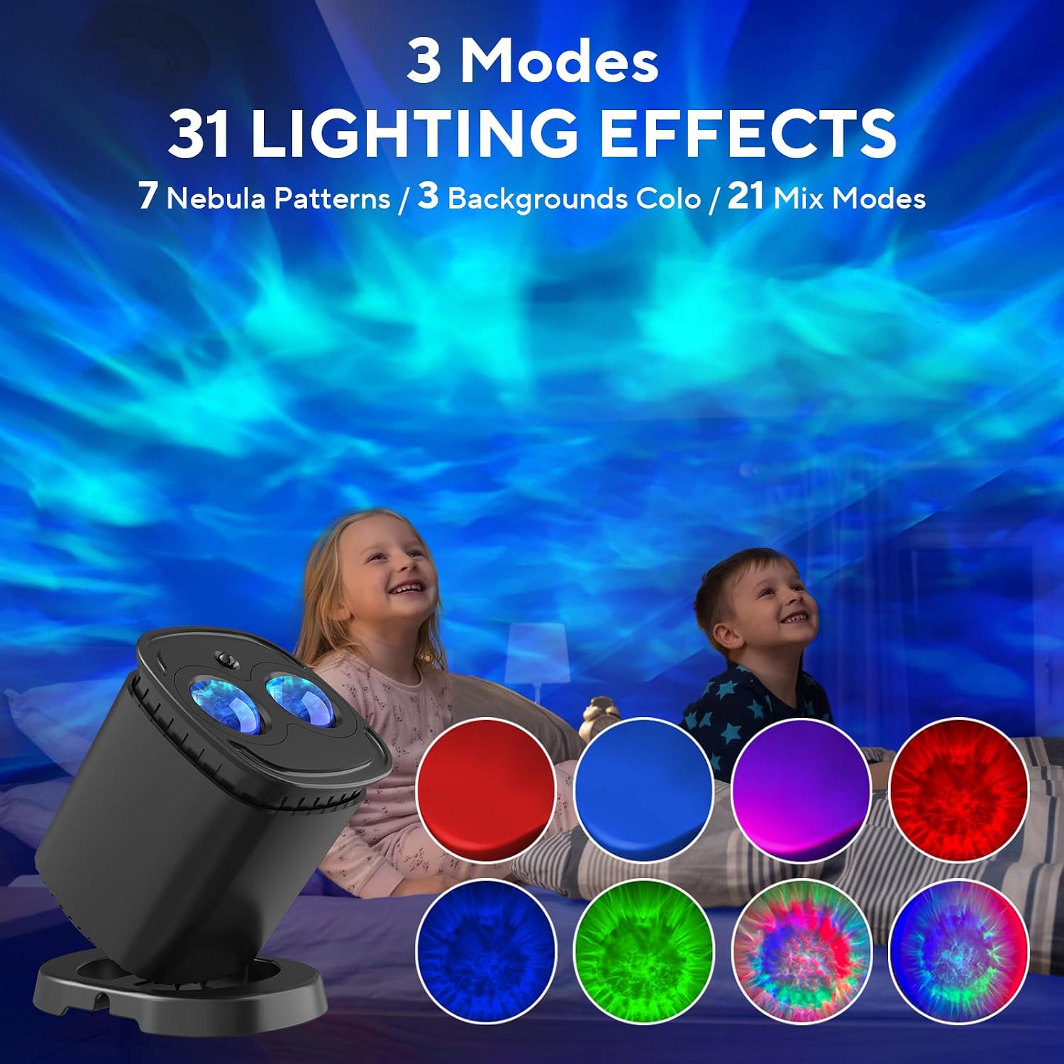 Galaxy Projector for Bedroom, with Remote & Time Control, Black image 2