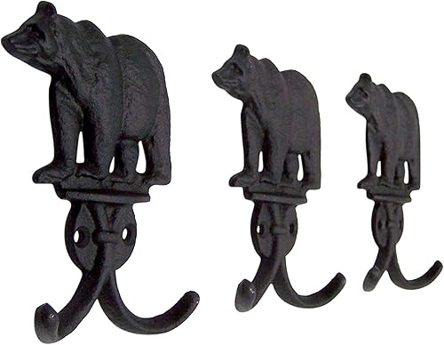 Miniatura 2 de Wowser Ganchos rústicos de doble pared de hierro fundido, juego de 3, 5.25 pulgadas