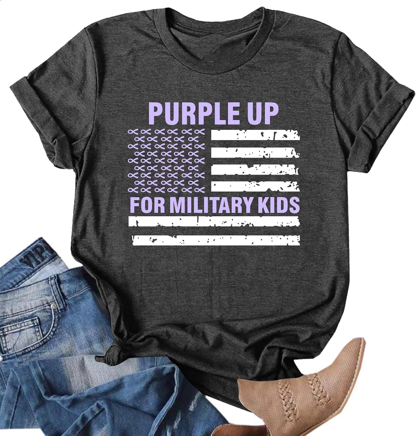 Purple Up for Military Kids Shirts Military Kids Month T Shirt Purple Up Day Shirt Military Children Awareness Tee Tops