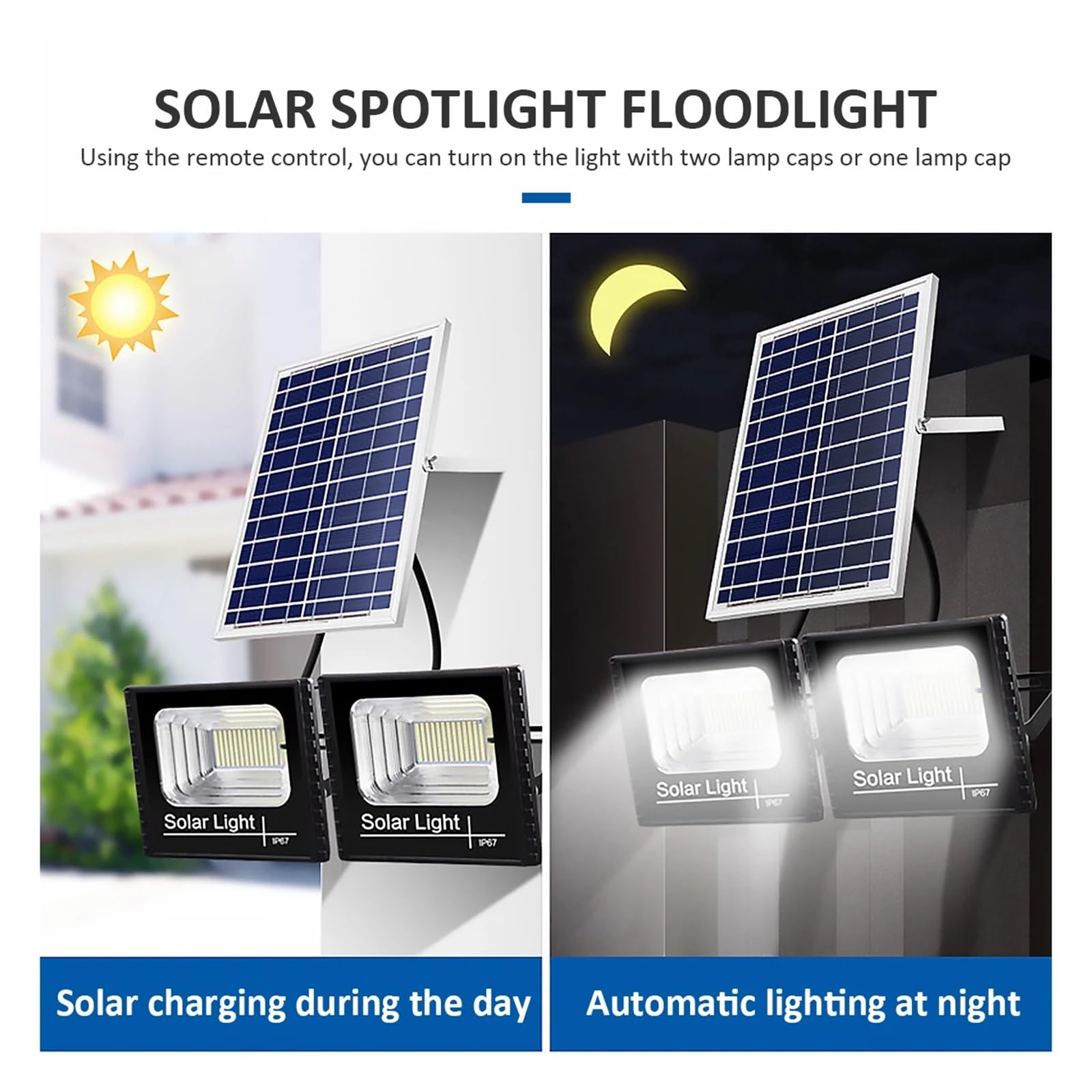 Lampa solarna zewnętrzna, Super Bright Solar LED Light Outdoor Garden Light Solar Street Light Path Lamp With Remote Control Waterproof Solar Spotlight