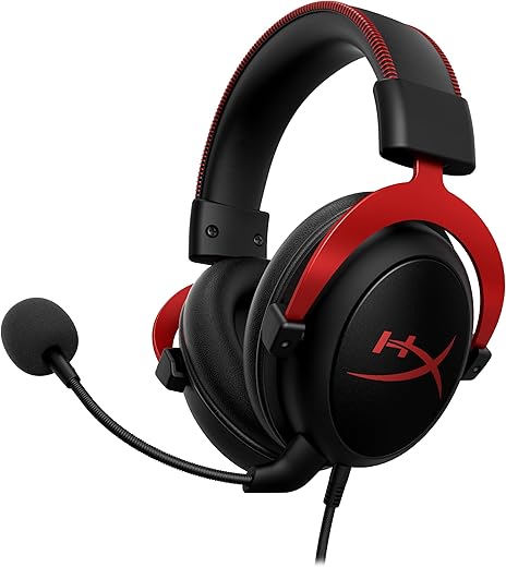 HyperX Cloud II – Gaming Headset for PC, PS5 / PS4. Includes 7.1 Virtual Surround Sound and USB Audio Control Box – Red (4P5M0AA)