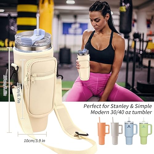Miniatura 5 de Stanley - Portabotellas de agua con bolsillo para teléfono Stanley Simple Modern de 3040 onzas con mango extinguidor, soporte para botella de agua
